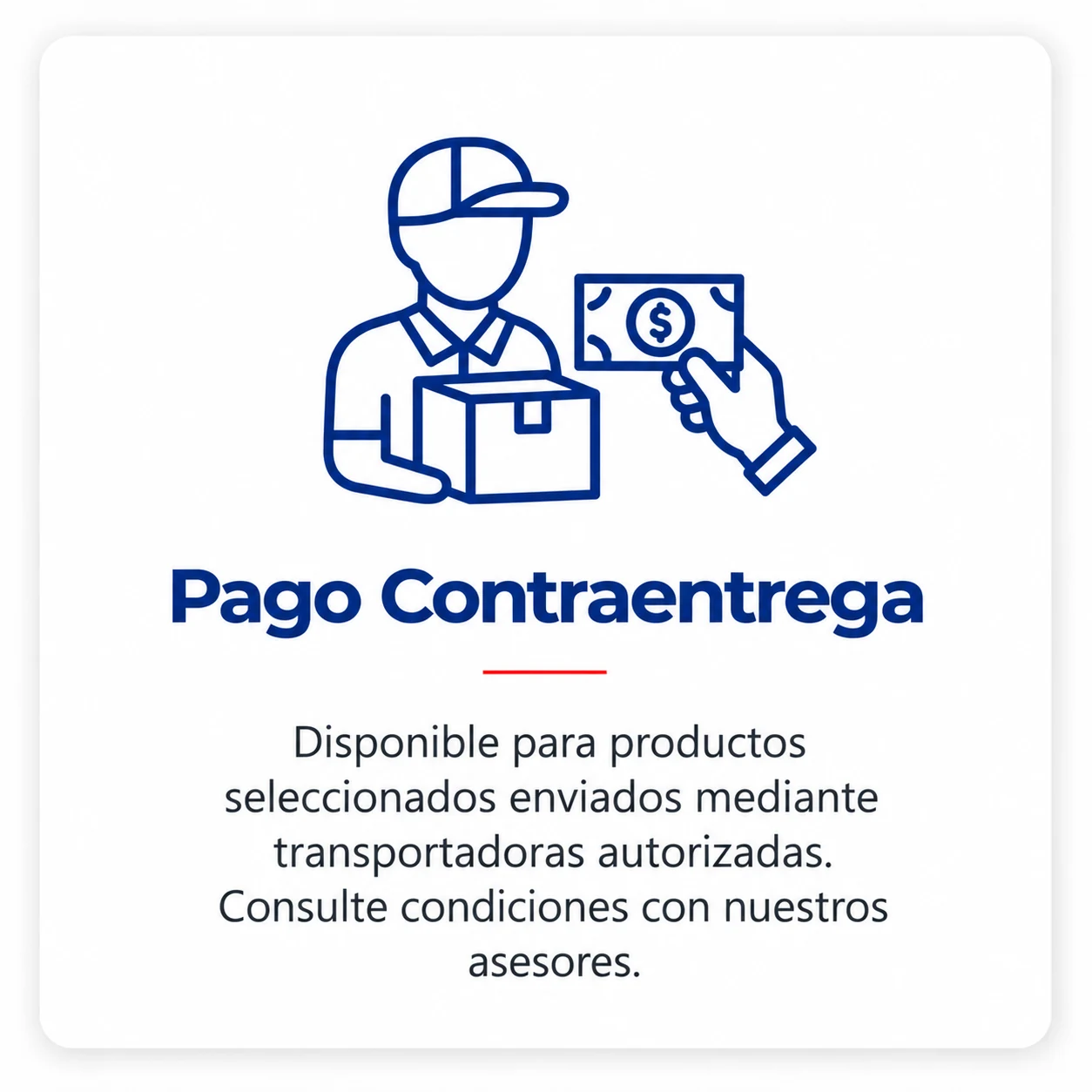 Pago Contraentrega disponible para productos seleccionados y sujeto a condiciones.